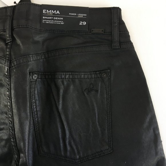 DL1961 Emma Power Legging Black Waxed Jeans 29 - Picture 7 of 11